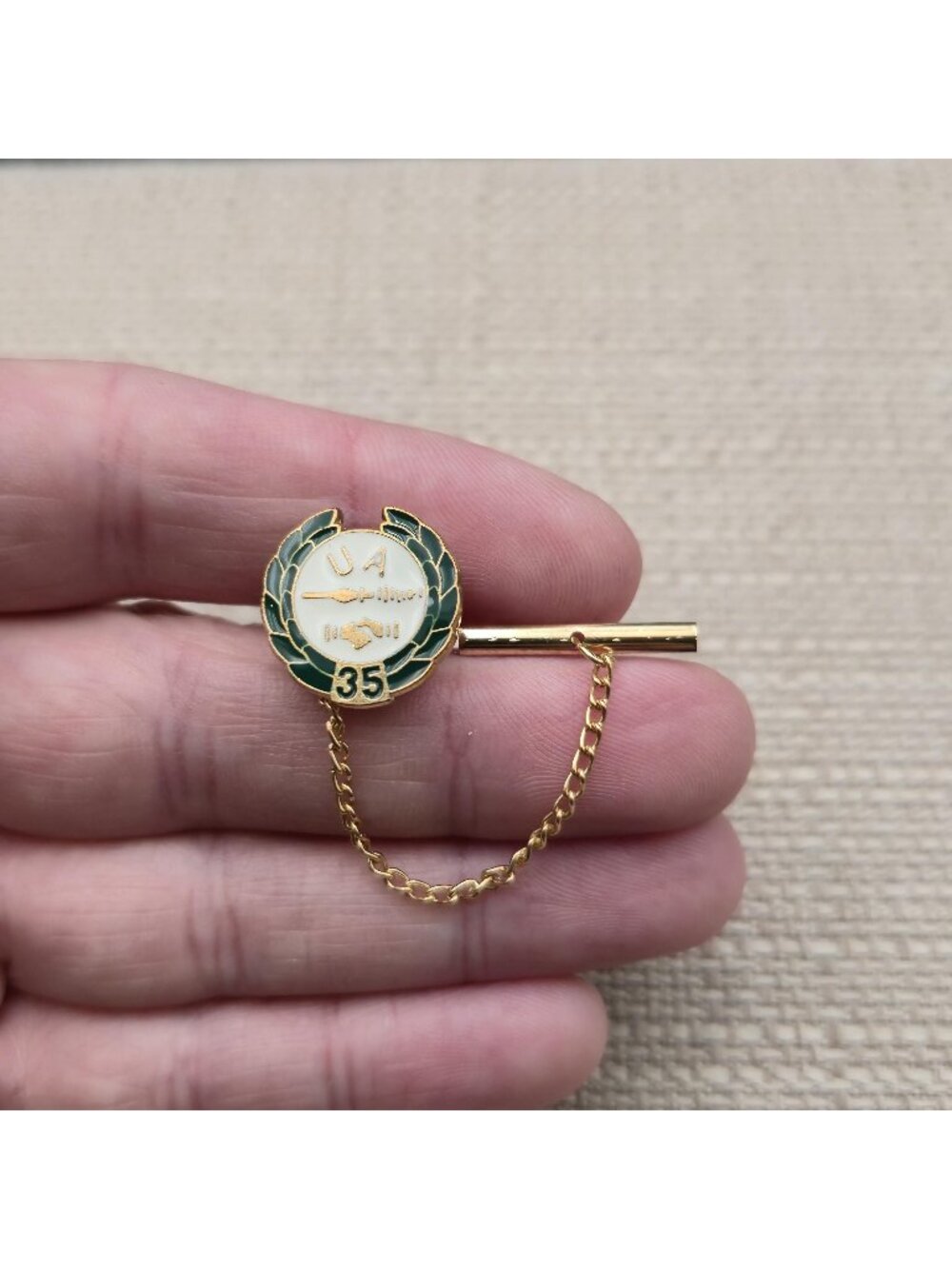 Vintage UA Plumbers & Pipefitters Union 35 Year Member Award Tie Tack Pin A8814